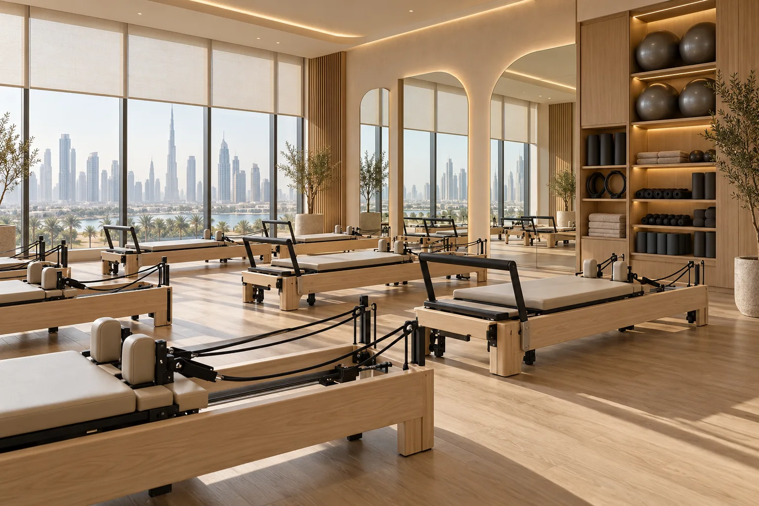 Illustrative Premium Dubai reformer Pilates studio