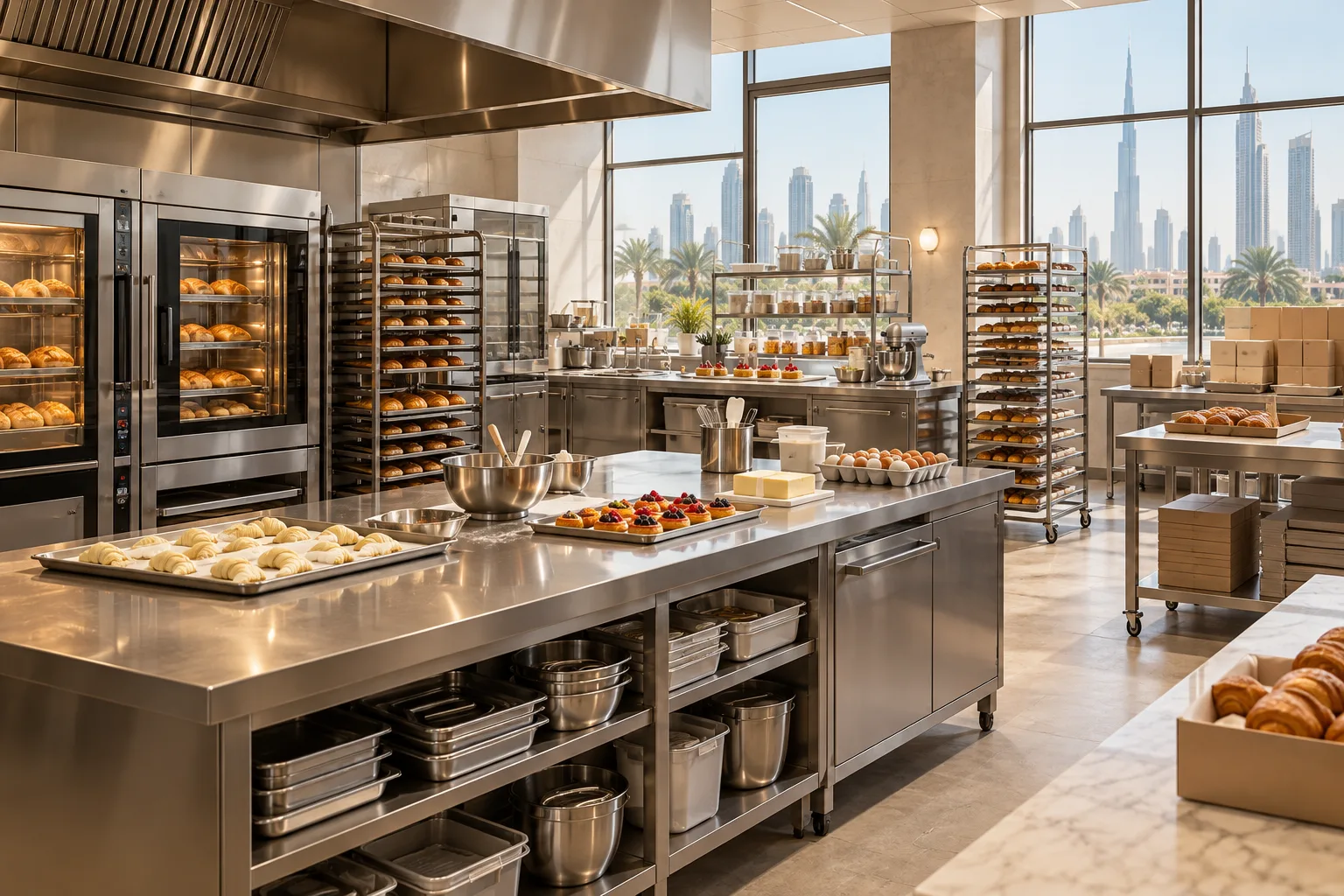 Illustrative Premium small bakery production interior in Dubai