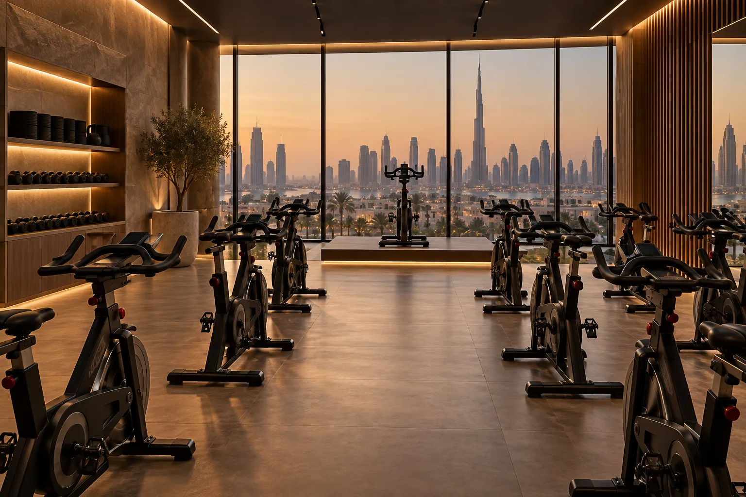 Illustrative Boutique indoor cycling studio in Dubai