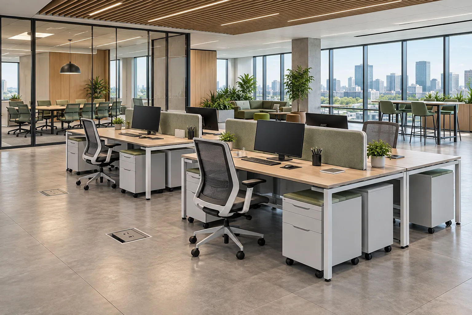 Illustrative Modern office with modular workstations