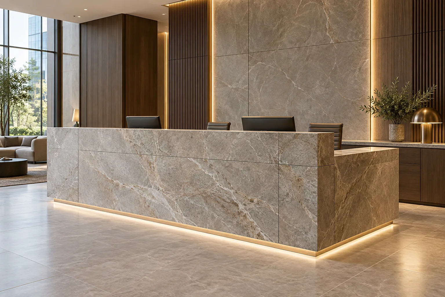 Illustrative Premium commercial reception stone counter