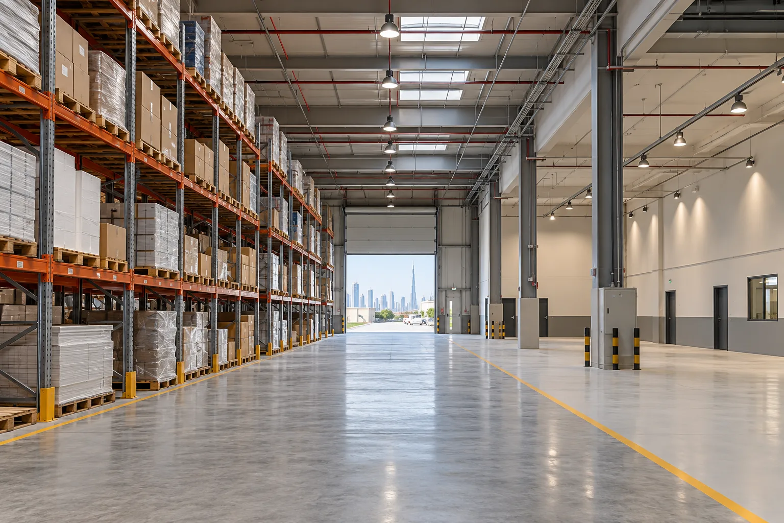 Illustrative warehouse refurbishment concept retaining existing racking