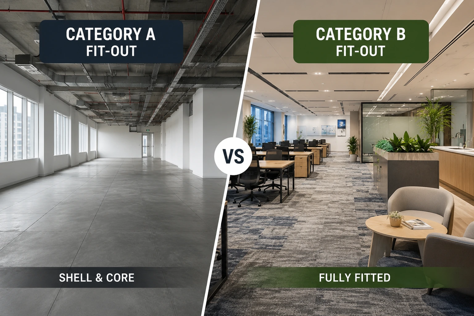 Category A vs Category B fit out Dubai office guide