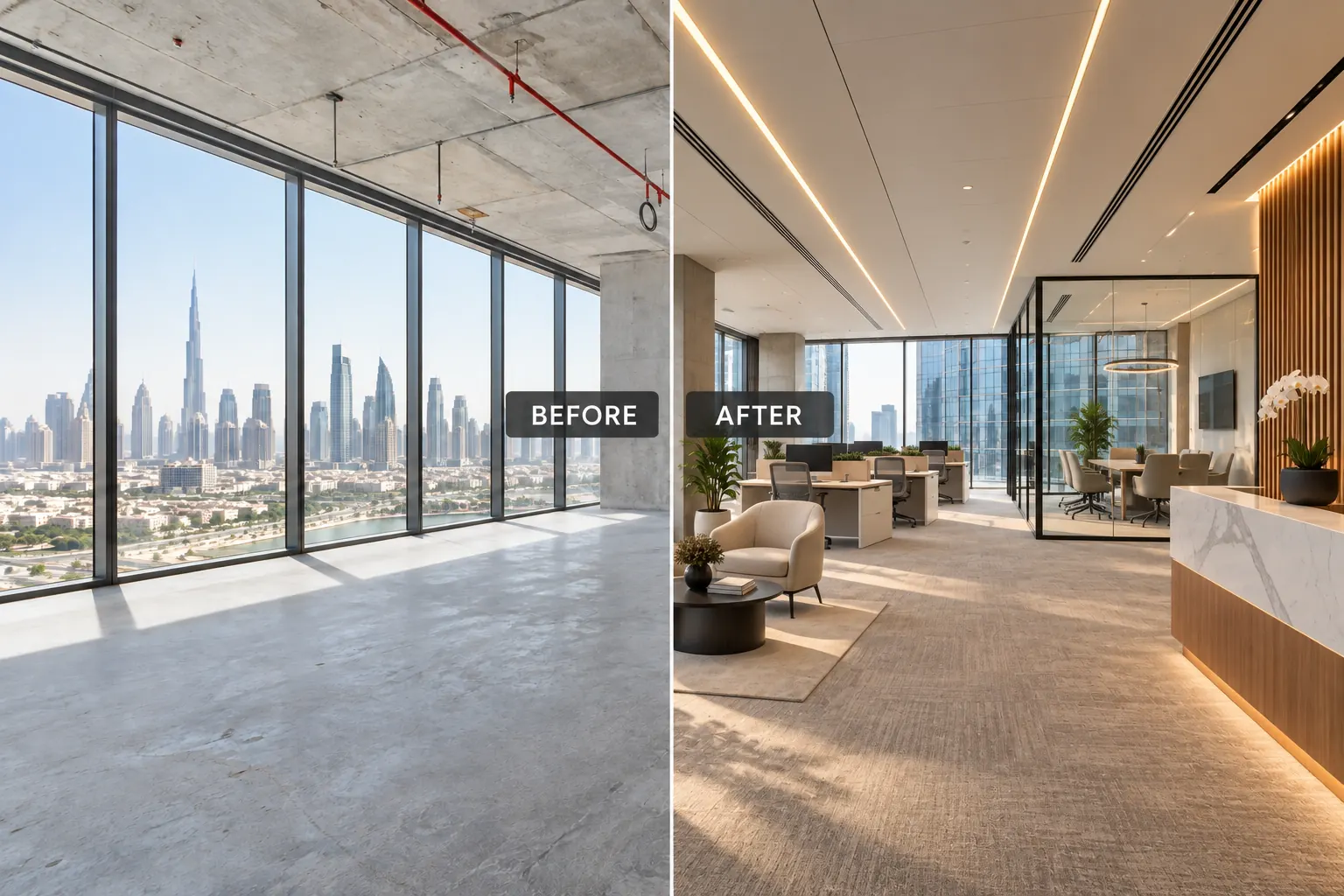 Office interior design and office fit out project in Dubai by CBD Projects LLC